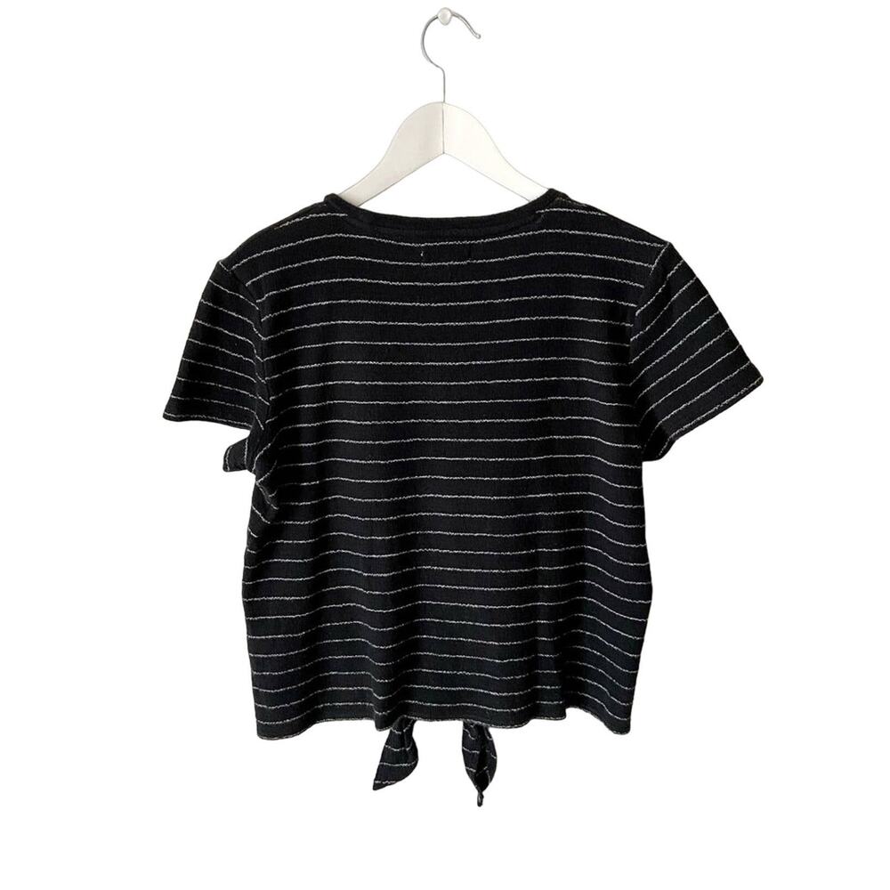 Madewell Black And White Striped Tie-Front Top Size Small - Picture 2 of 5